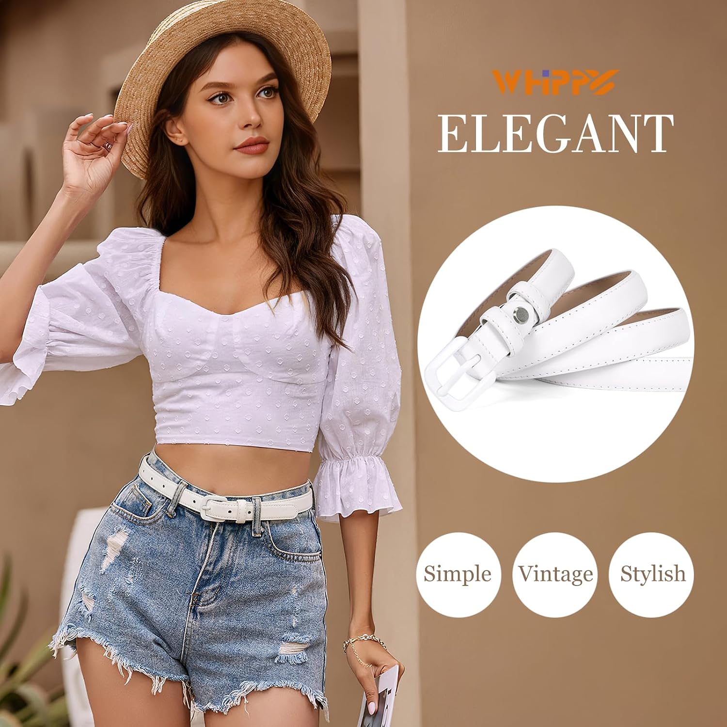 WHIPPY Women Skinny Leather Belt Thin Waist Jeans Belt for Pants in Pin Buckle Belt image 4