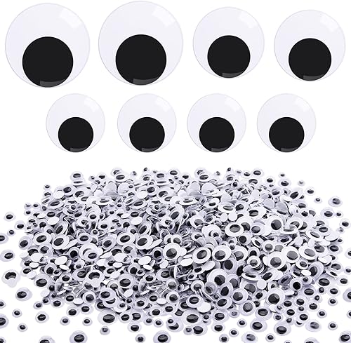 Hapeper 1008 piezas de ojos ondulantes con autoadhesivo, varios tamaños para manualidades, decoración de Halloween