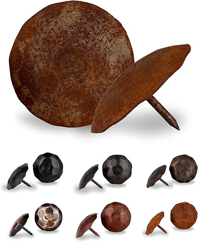 Miniatura 101 de 100 Pack 1" Small Round Head Iron Clavos Decorative Nails – Sealed Unfinished – Handmade Rustic Round Fasteners for Farmhouse Shutter, Faux Wood