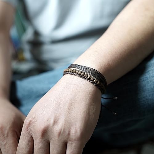 Miniatura 51 de Handmade Natural Stone Beaded Healing Bracelet Gift for Men Adjustable Rope String Bracelet