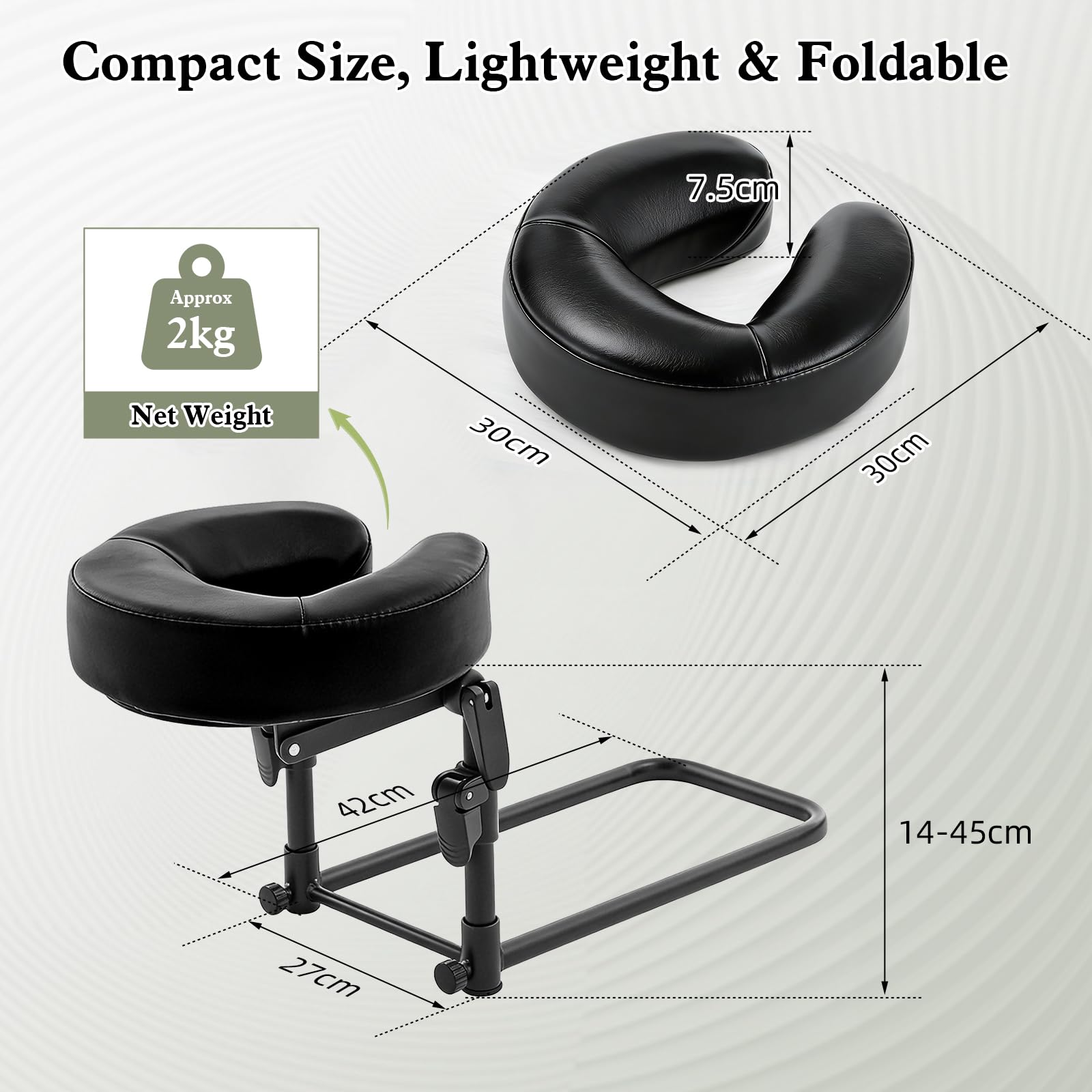 Reposacabezas Masaje Cama para Colchón, Apoya Soporte Cabeza Masaje para Cama, Altura Ajustable 14-45cm, Soportador de Cabeza con Almohada en Forma de U, Para Cuidado de Ojos, Belleza, SPA Facial