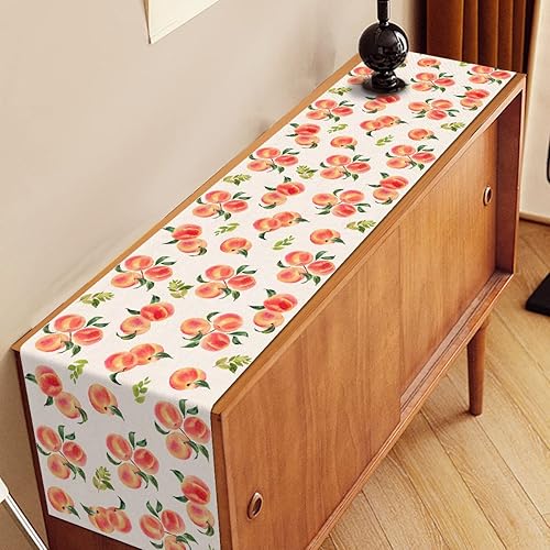 Miniatura 5 de Nepnuser Camino de mesa de durazno dulce decoración de fiesta de verano fruta rústica hogar cocina comedor decoración 72 pulgadas de largo
