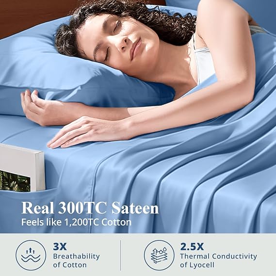 Bamboo Viscose Sheet Set Queen Size, Cooling Sheets Bed Set 4pcs