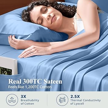 Bamboo Viscose Sheet Set Queen Size, Cooling Sheets Bed Set 4pcs