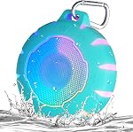 HEYSONG Haut-parleur Bluetooth étanche, enceinte de douche avec HD Sonne, LED Lumière, Floating, Haut-parleurs Portables Légers pour Voyage, Piscine, Plage, Kayak, Cadeaux pour fille, Adolescents