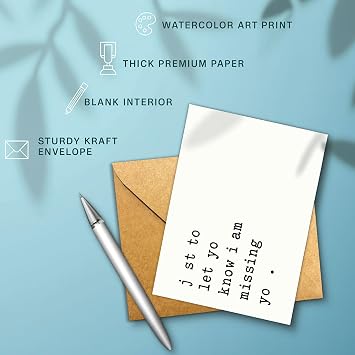 Funny Missing You Greeting Card for Couples and Loved Ones, With Envelope