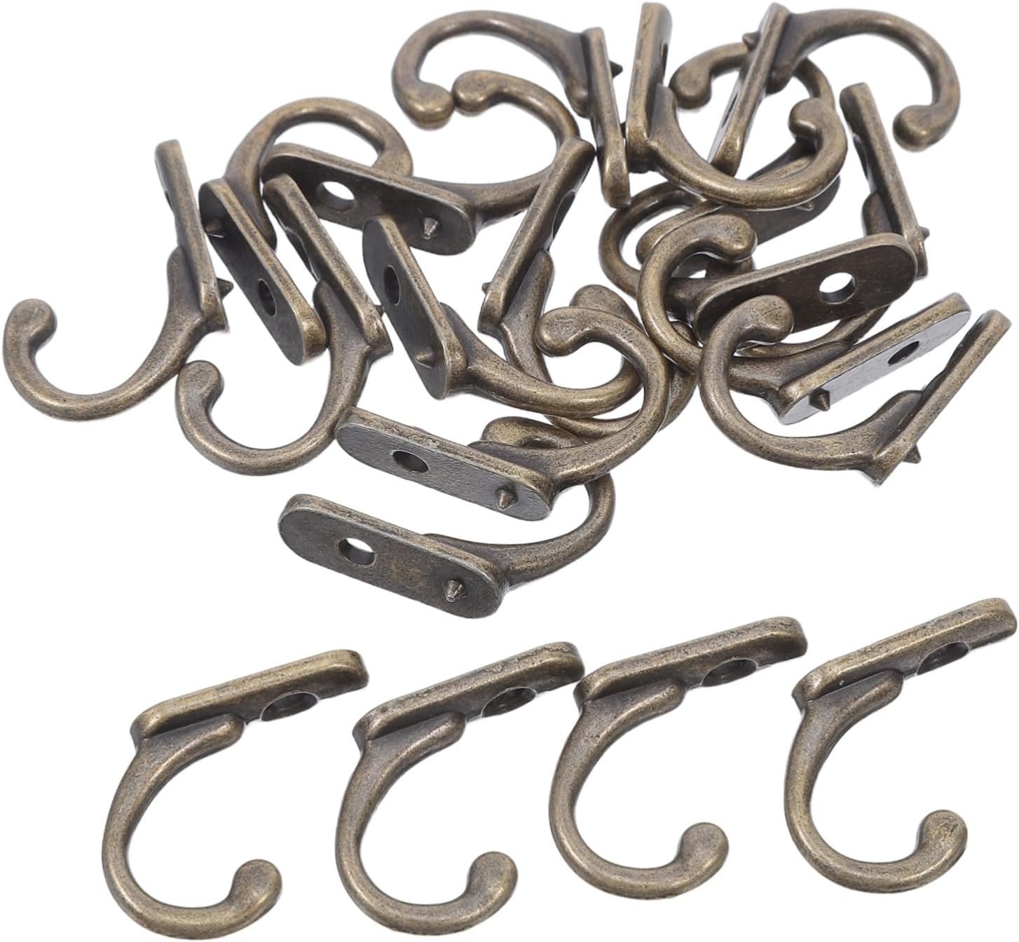 CALLARON 20pcs Vintage Wall Coat Hooks Single Hook Bronze for Bathrobes