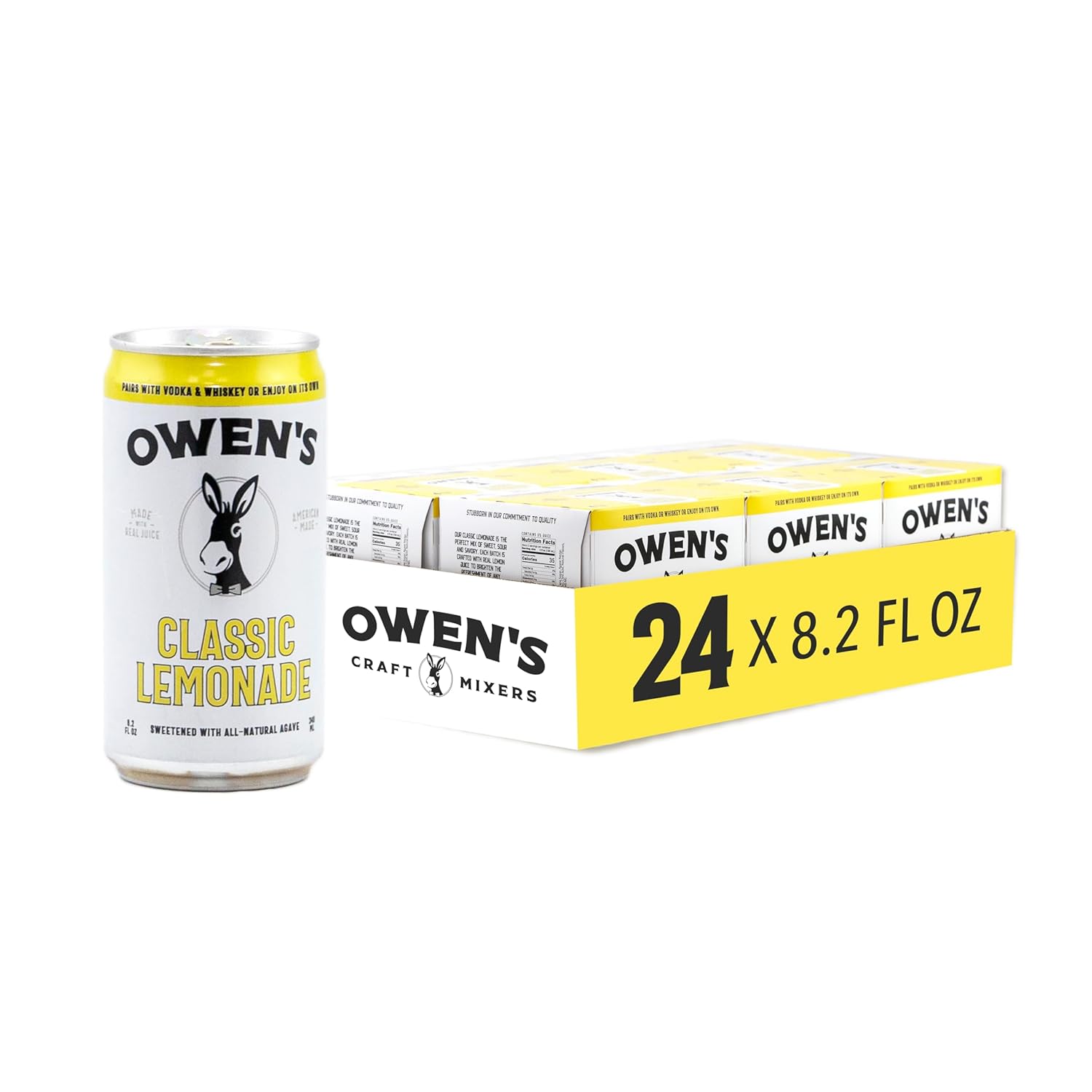Owen's Classic Lemonade, Premium Cocktail Mixer Made with Real Fresh Lemon Juice - 8.2oz Cans (24 pack)