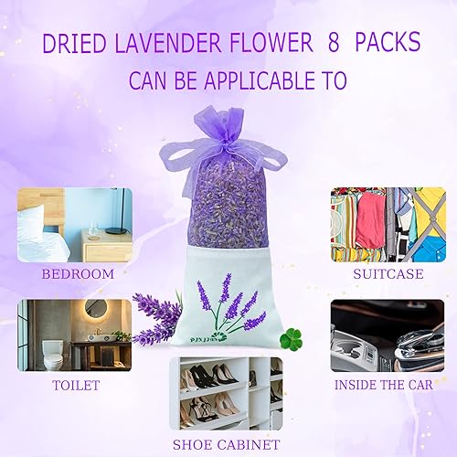 Miniatura 5 de Paquete de 8 sobres de lavanda francesa para cajones y armarios, aromas frescos, bolsitas de fragancia para el hogar, bolsitas moradas
