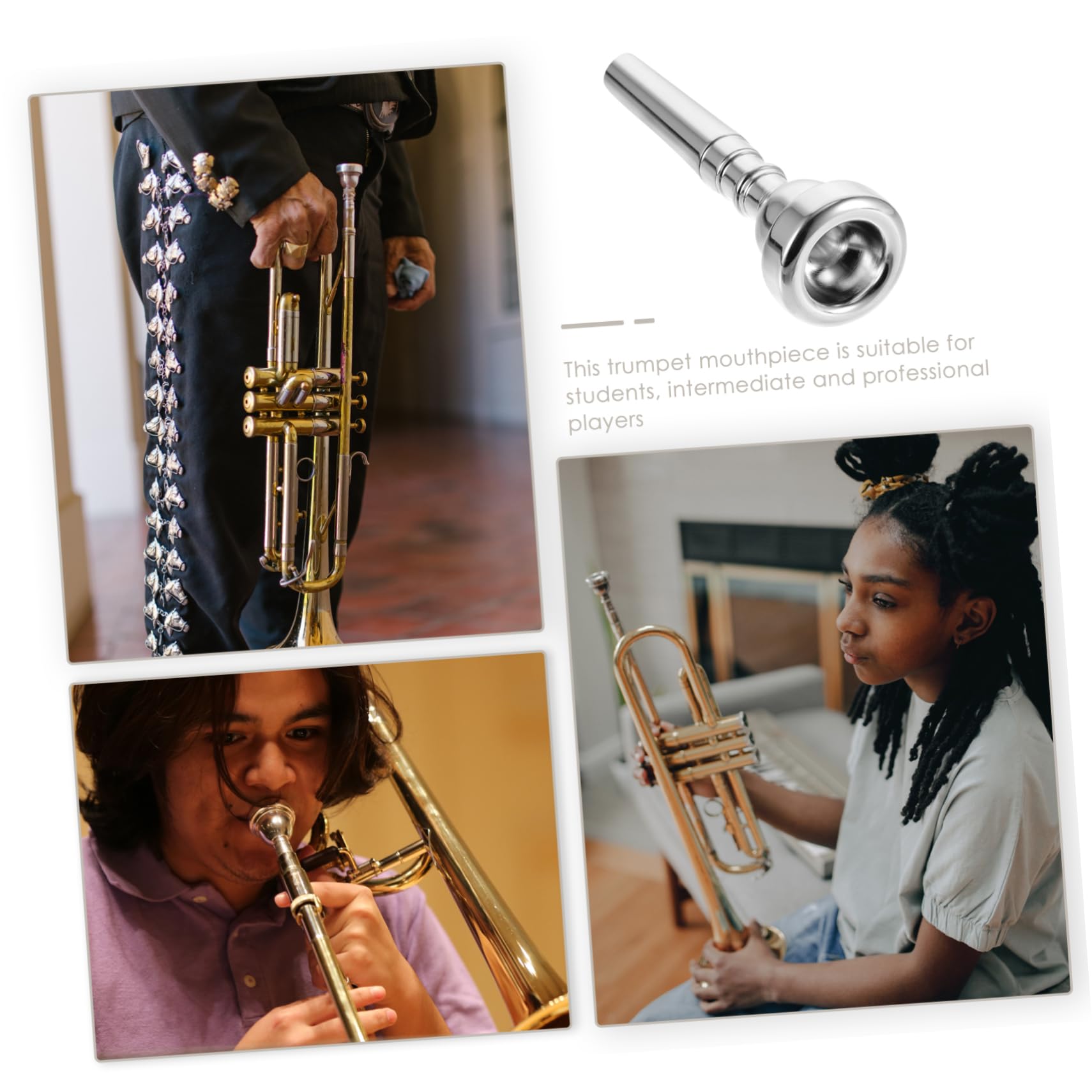 Vaguelly Trumpet Mouthpiece Silver Plated Heavy Duty for Beginners Professional Trumpet Replacement