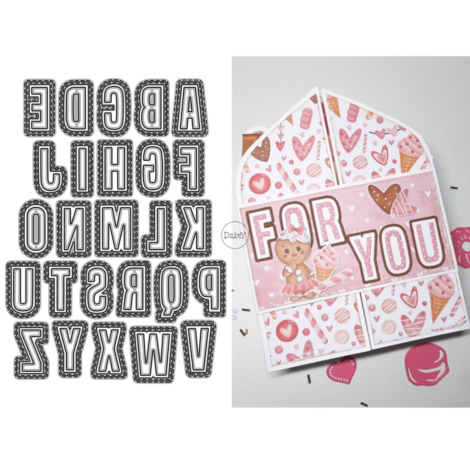 DzIxY Shadow 26 Capital English Letters Metal Cutting Dies for Card Making Kit Embossing Paper Die Cuts Set Scrapbook Stencils Supplies Machine Templates