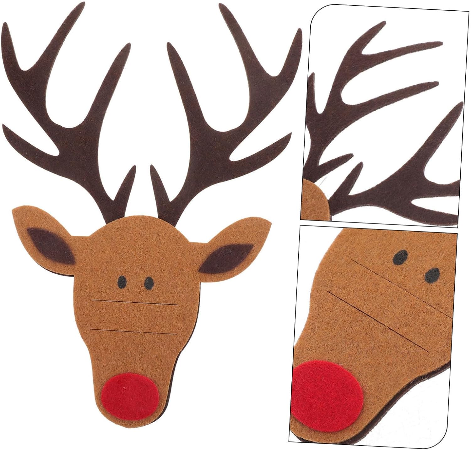PRETYZOOM 4pcs Christmas Elk Cutlery Holders Adorable Felt Silverware Bags for Holiday Table Decor for Family Gatherings and Festive Banquets