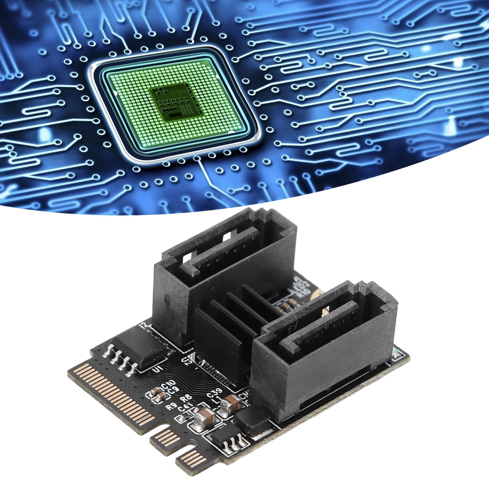 Karta adaptera HDD, chipset Jmb582, podwójny port 6Gbps szybki transfer, M2 do SATA3.0 Obsługa 2 portów SATa, rozszerzenie PCI Express dla Win dla systemu Linux