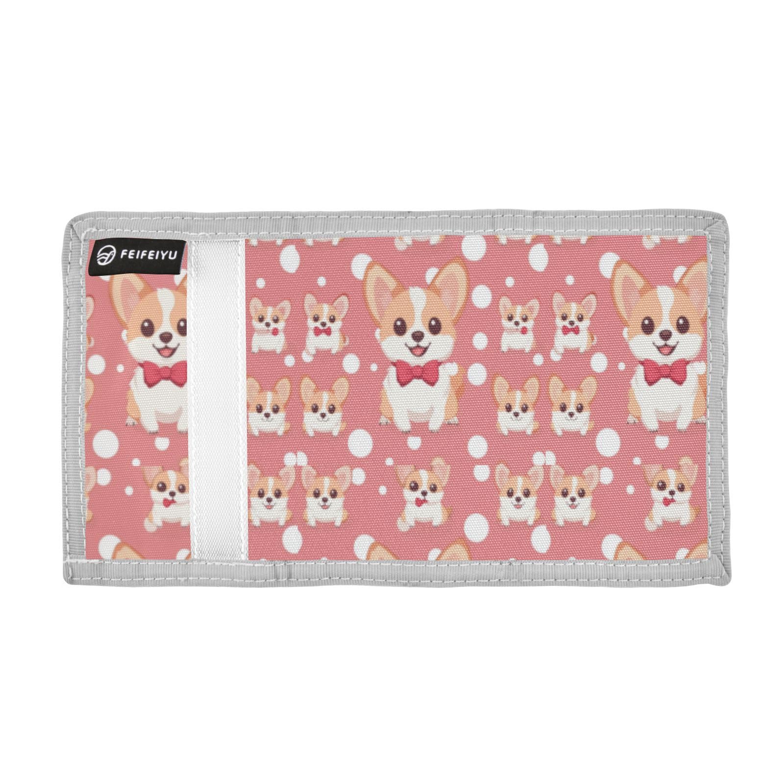 Wusikd Cute Corgi Dogs Kids Wallet for Boys Girls Pink Toddler Trifold Wallet Novelty Wallet for Teens Women Men