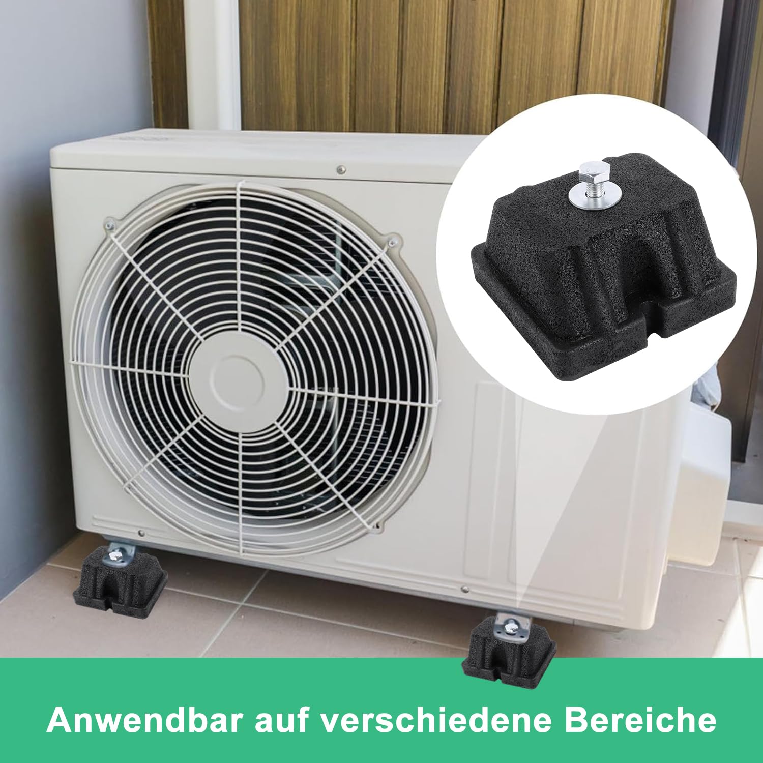 Bodenkonsole Dämpfungssockel 4Stk Set Wärmepumpe Antivibrationsfüße für Klimaanlage im Außenbereich Wärmepumpen 150kg Mindestlast Belastbar 120x120x65mm