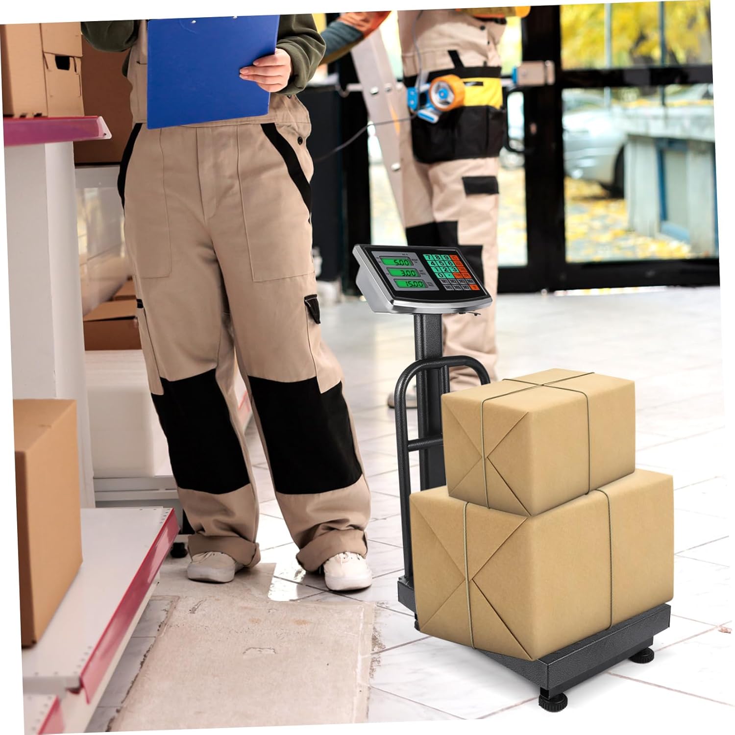 STOBAZA 200Kg Heavy Duty Digital Weighing Scale Portable Folding Floor Platform Scale for Shipping and Packages User Friendly Interface with Display US Plug