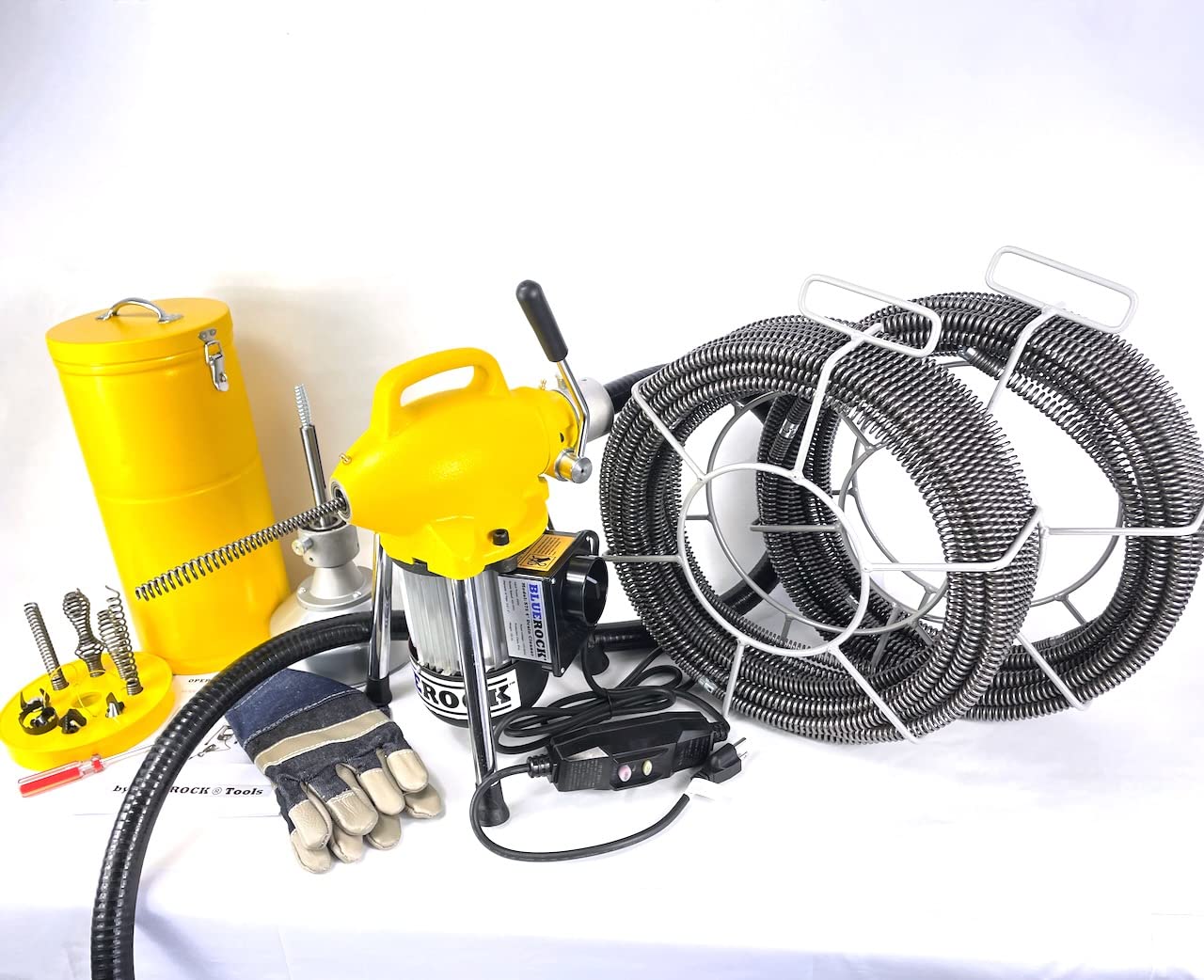 BLUEROCK S75 3/4" - 4" Sectional Pipe Drain Cleaning 1/2HP Machine Package Deal 120' Cable Fits C8