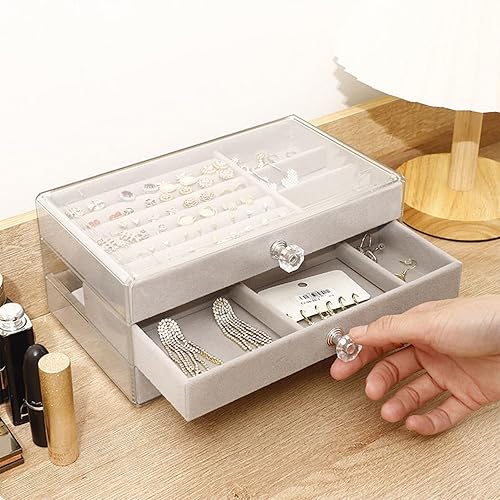Miniatura 3 de Tookeen Organizador de joyas de acrílico, caja organizadora de almacenamiento de cosméticos de maquillaje, caja de joyería transparente con 3