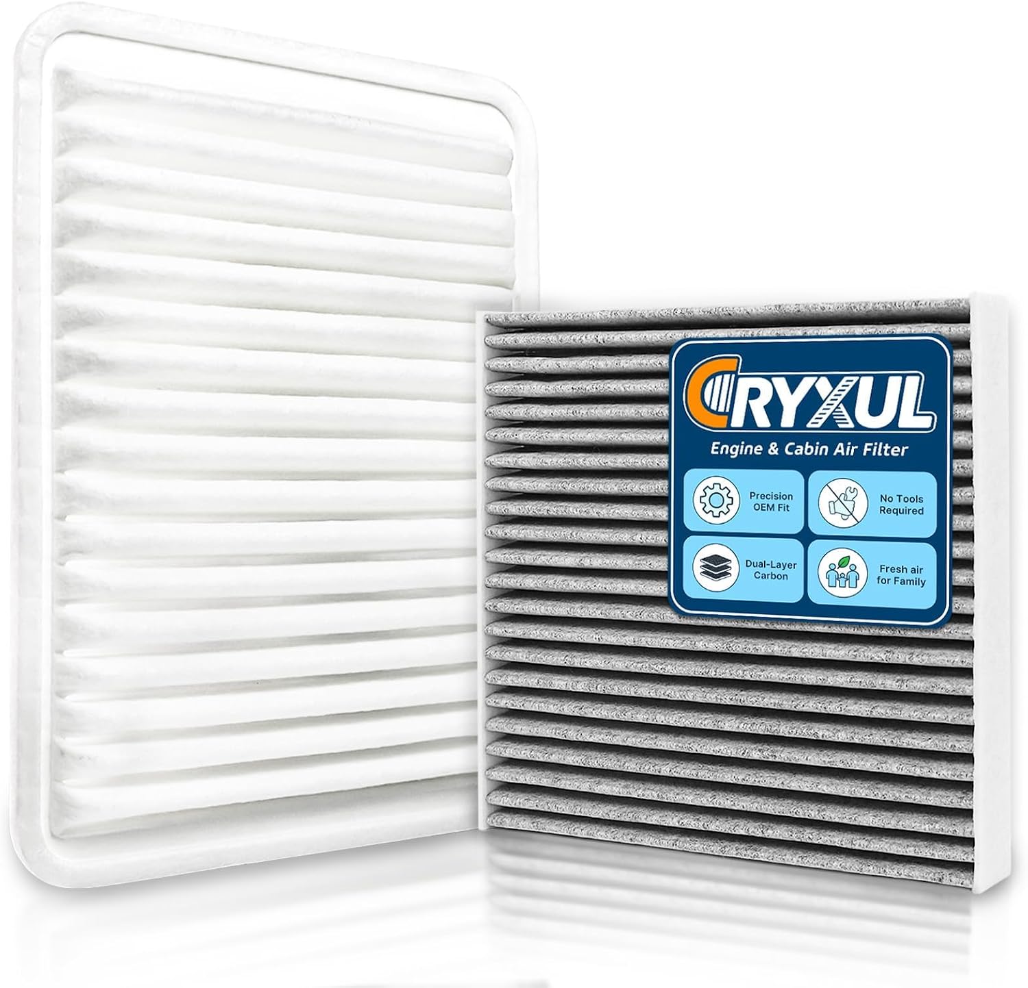 Cabin Engine Air Filter Kit Fits 2005-2023 TACOMA L4-2.7L Gas, Replacement for CA10163 CF10374