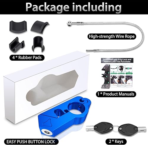 Miniatura 3 de Agarre de bloqueo para manillar de motocicleta, función 2 en 1 con bloqueo de manillar y bloqueo de casco, dispositivo de bloqueo antirrobo