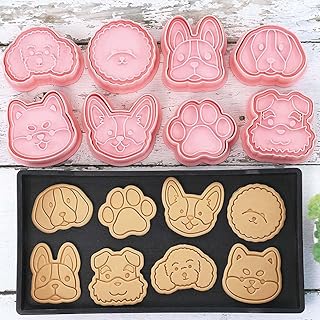 8 Dog Cookie Cutters Set, 3D Puppy Cookie Stamps, Cupcake Pancake Apple Pie Pastry Biscuit Molds, Cookie Baking Molds for ...