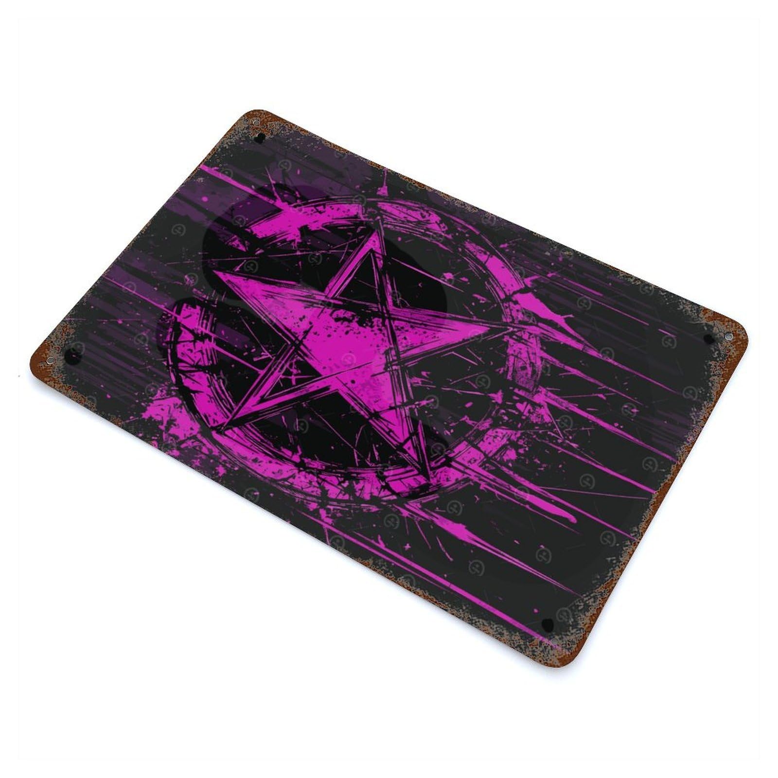 Gothcore Pentagram Splashes Decorative Tin Sign 11.8"x7.9", Ideal for Basement, Hobby Room And Garage Decor