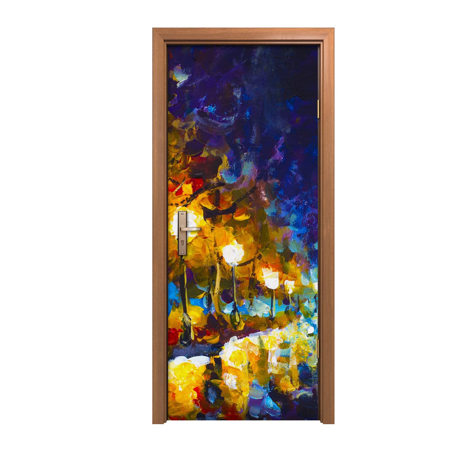 Autocollant de porte 80x200cm pour relooker une porte abîmée avec une peinture de nuit