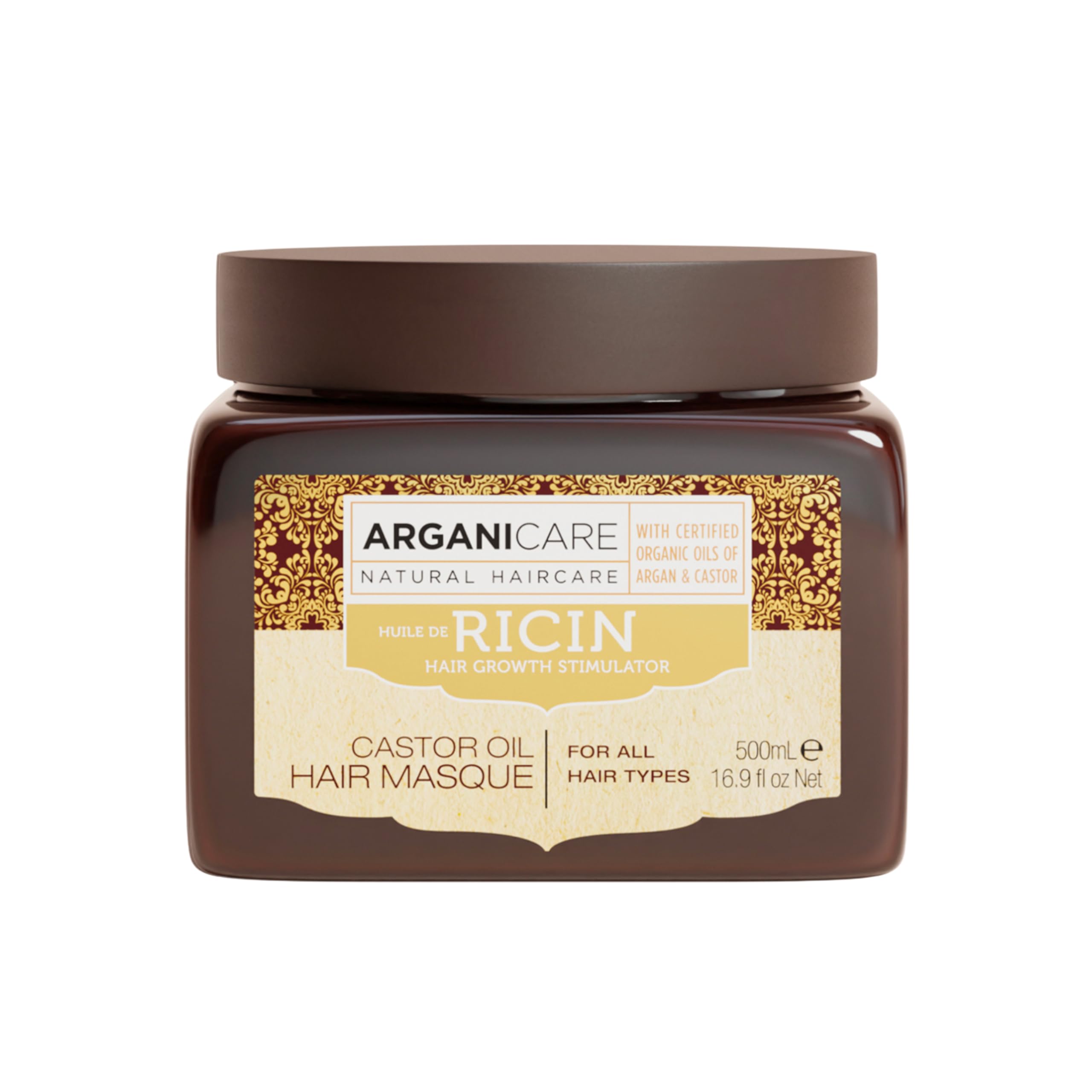 – Arganicare | Castor Range | REINFORCING MASK | Castor | Strengthens and Rebuilds the Hair Fiber | Fight against Breakage | High Hydration | All hair types | 500mL