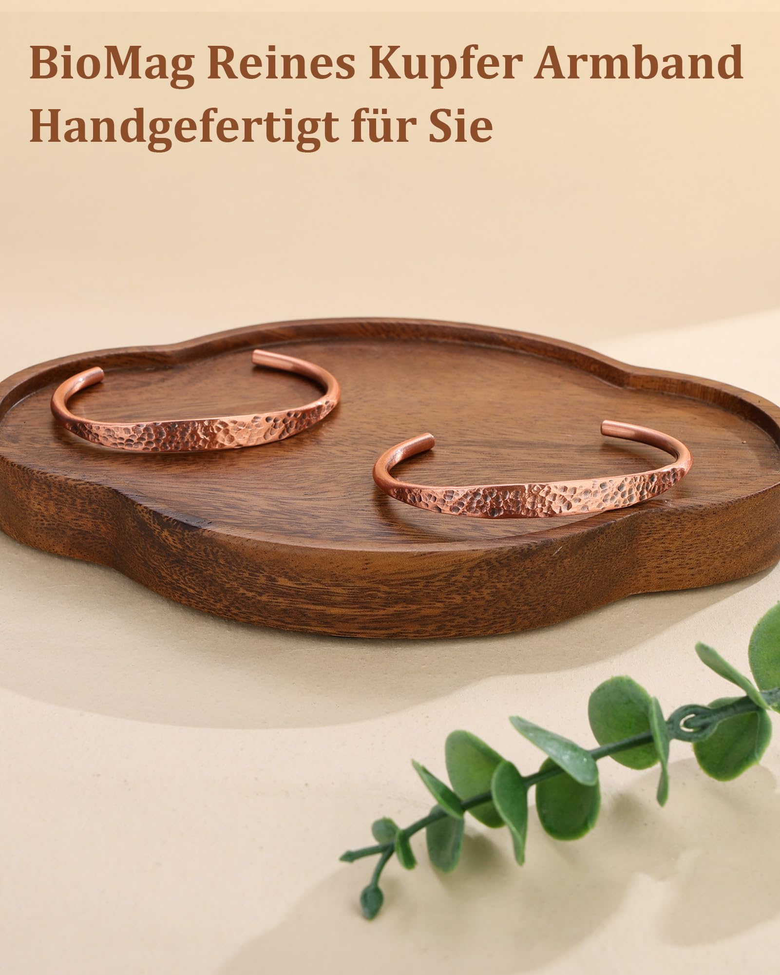 BioMag Pure Kupfer Armband - Kupfer Armband für Männer & Frauen - 100% Fest, Roh & Unbeschichtet Handgefertigte Tibetische Manschette Armband