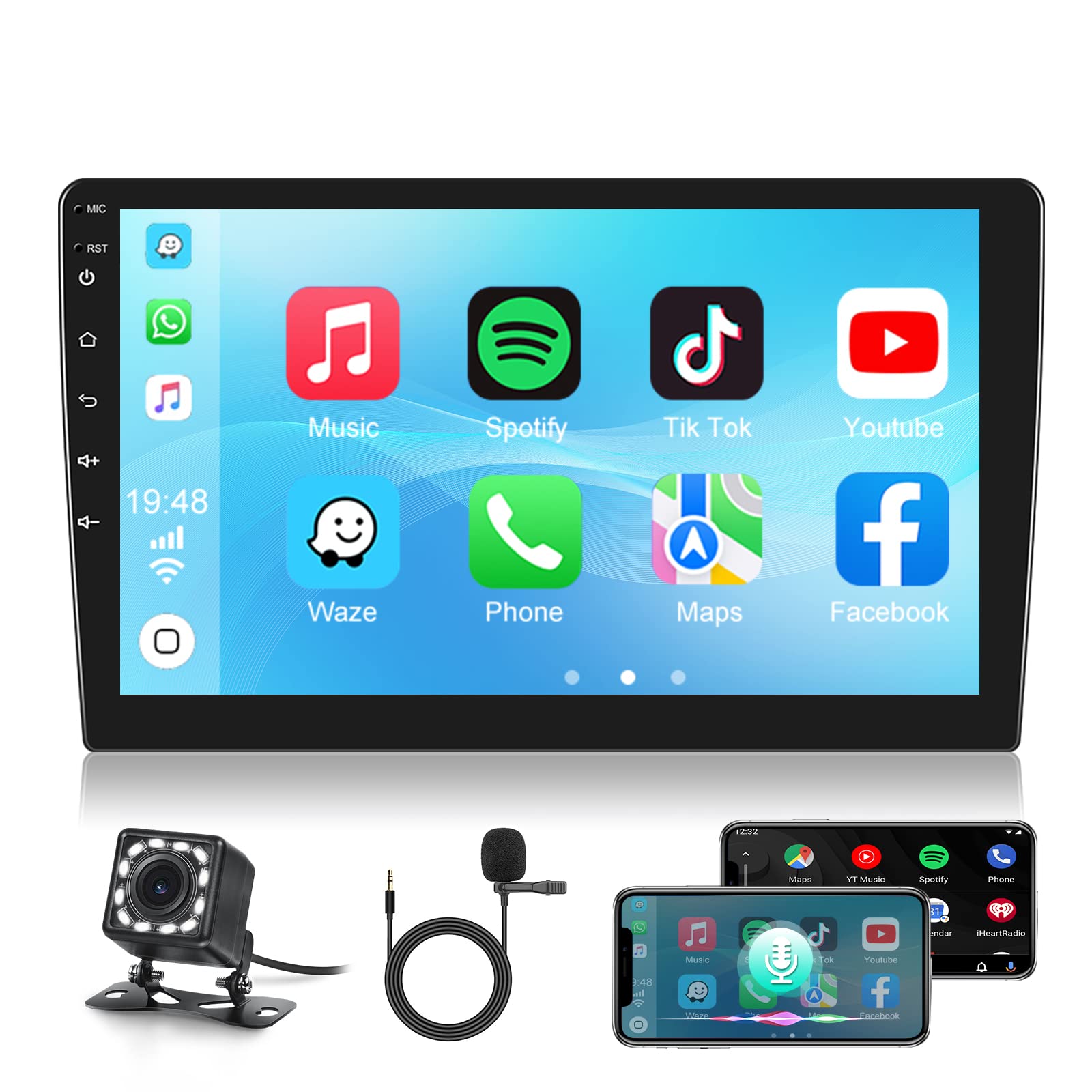 Buy Double Din Car Stereo with Apple Carplay Android Auto, 9 Inch HD