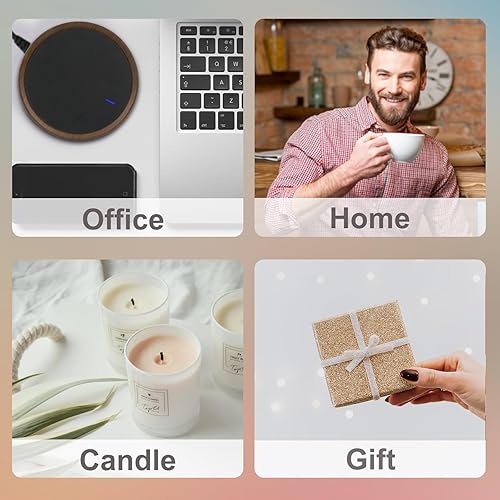 Miniatura 7 de Calentador de taza de café, calentador de velas, estilo de grano de madera, calentador de cera para cera perfumada, calentador de café eléctrico