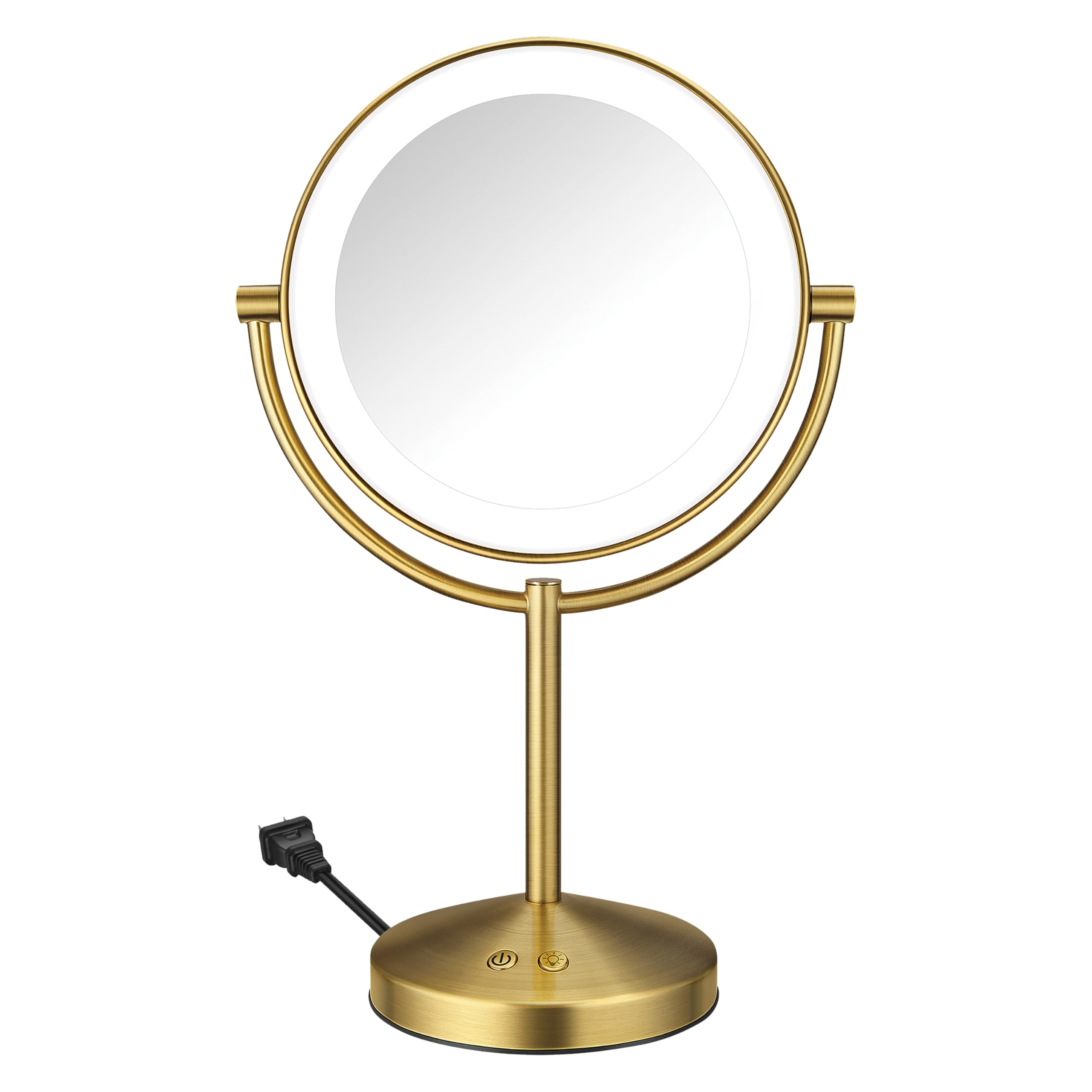 Conair LED Vanity Mirror, Double-Sided, 10x Maginification, Brushed Brass