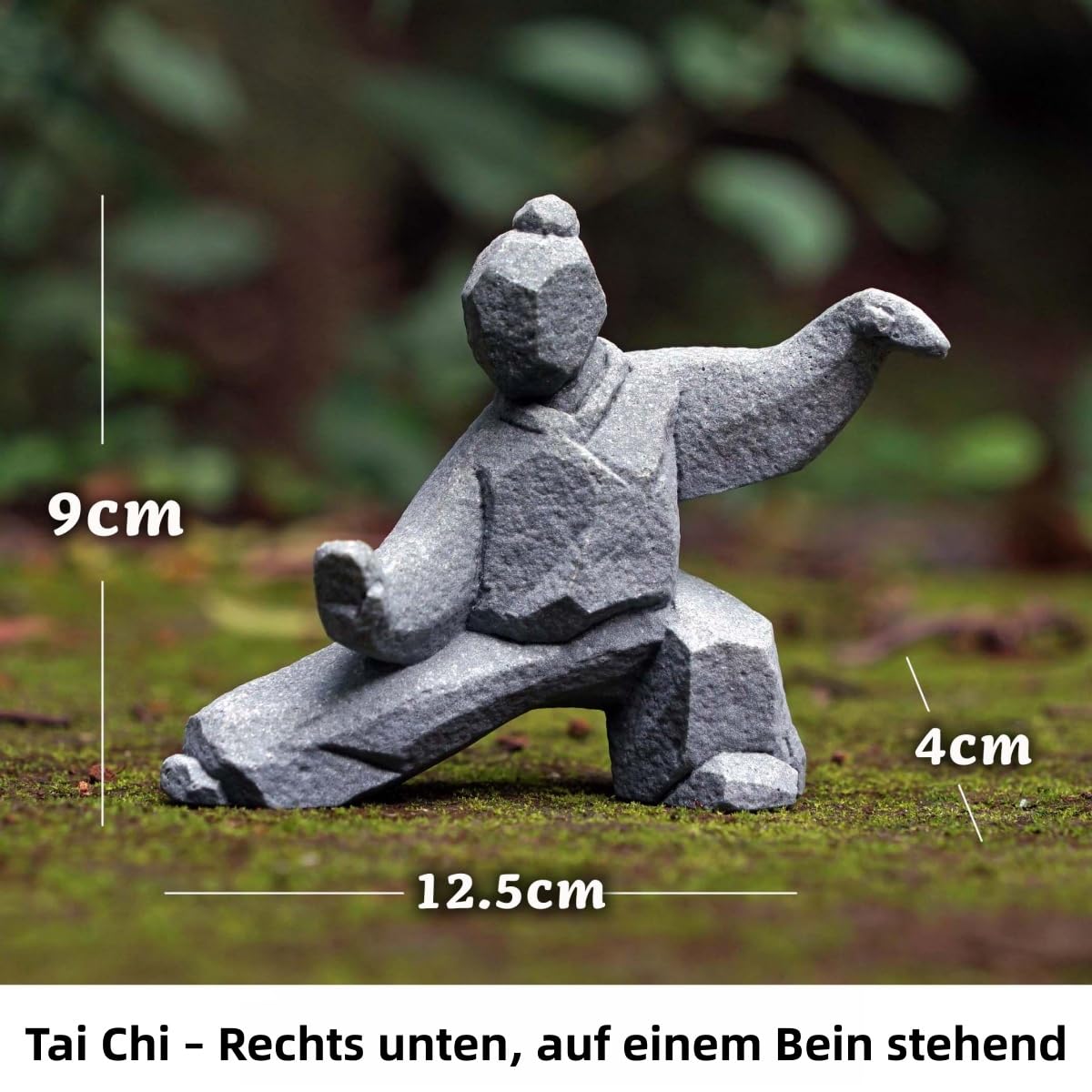 Tai-Chi & Yoga figurka z piaskowca, wodoszczelna dekoracja do akwarium, stawu ogrodowego i biurka, 3 realistyczne pozy, do wewnątrz i na zewnątrz (zestaw trzech sztuk do jogi)
