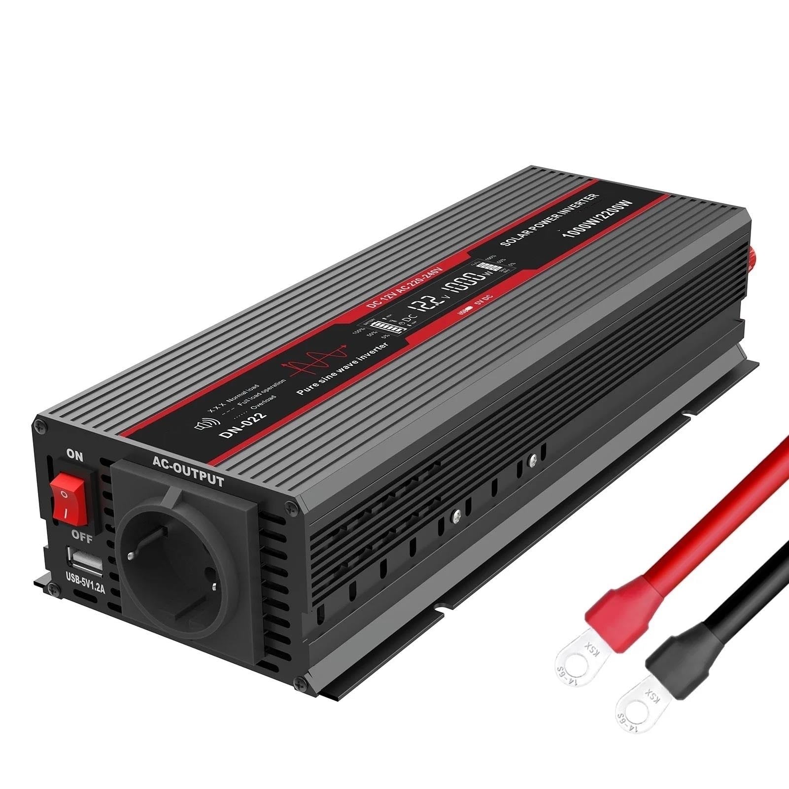 Inversor Inversor De Onda Sinusoidal Pura 12V A 230V Convertidor De 220V A 1 V Potencia Máxima 1500W 3000W Pantalla LCD Interfaz USB Automóviles(DNB12V 220V 1000W)