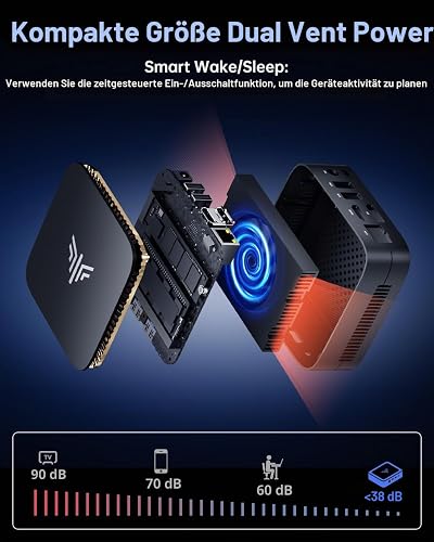 NiPoGi E1 Mini PC Intel Twin Lake N150(Mis à Jour N100) 8Go de RAM 256Go M.2 SSD, Mini Ordinateur de Bureau 4K@60HZ UHD Dual Display HDMI+DP 1.4/Dual Bande WiFi/BT4.2/RJ45/Tour PC VESA Supporté - 7