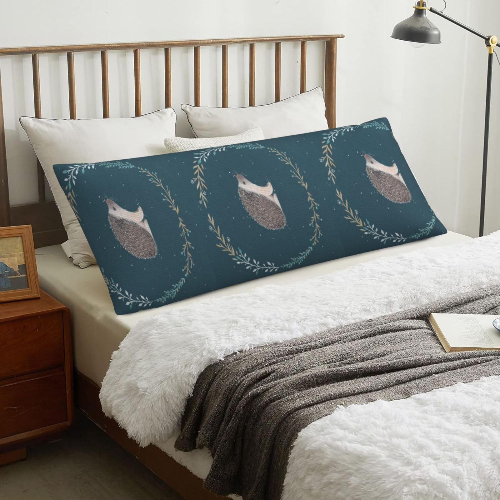 Cute Little Hedgehog, Body Pillow Cover with Zipper,Long Body Pillowcase 20 x 60 in