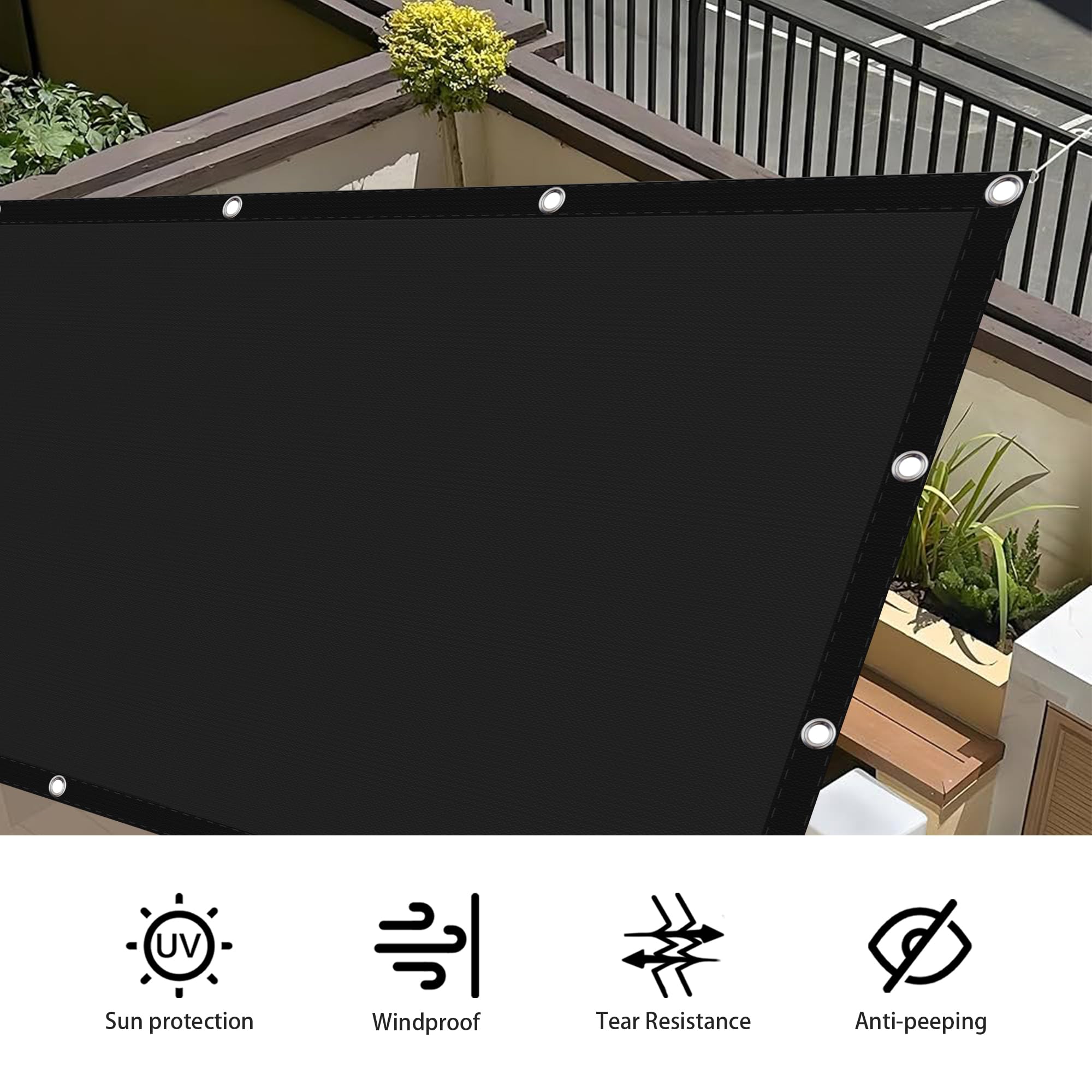 Tenda da Sole per Esterno a Caduta 150 x 200 cm Anti UV 98% Parasole Vela Tela Ombreggiante con Corde e Occhiello Balcone, La Terrazza e Il Giardino, Bianco
