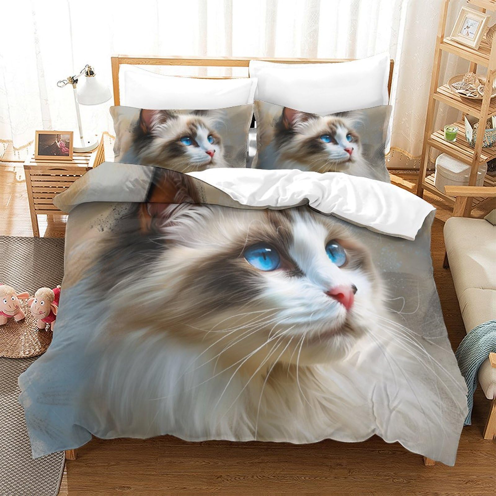 Ensemble de literie chat coloré en microfibre 260x220cm de qualité supérieure