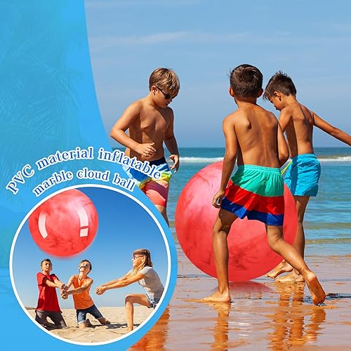 Miniatura 7 de 4 Pcs Inflatable Marbleized Big Bouncy Balls Large Rubber Ball Giant Inflatable Ball Inflatable Kickball Giant Beach Balls for Kids and Adult
