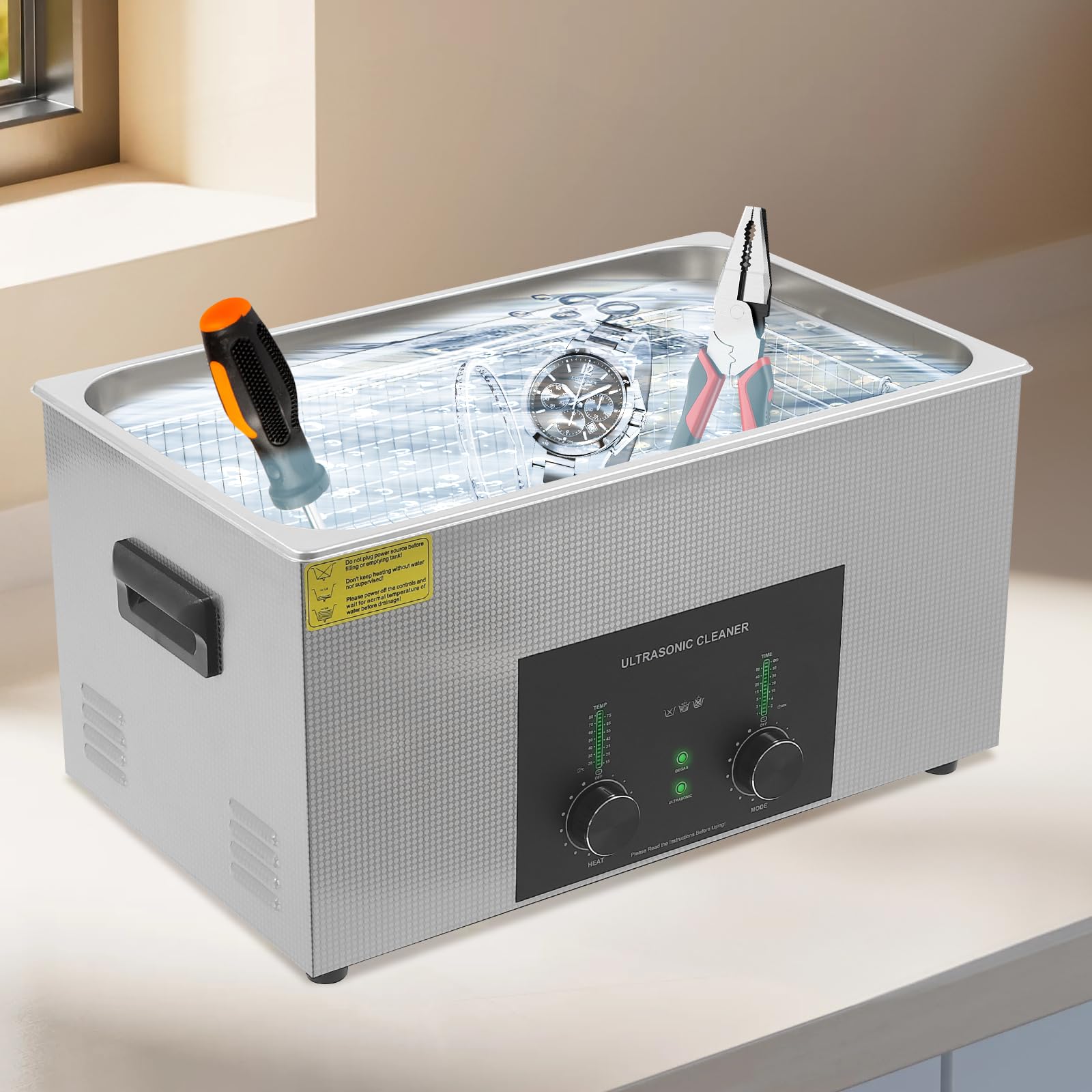 Ultraschallreiniger Ultraschallreinigungsgerät Ultraschallbad Ultrasonic Cleaner 22L Edelstahl mit Korb 40KHz Ultraschalltechnologie Timer Temperaturregelung