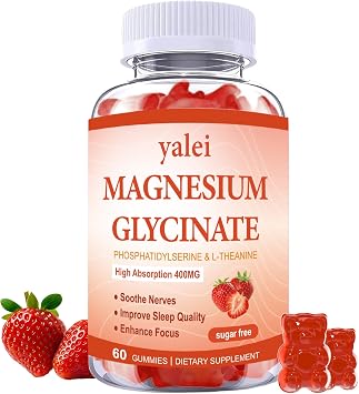 Magnesium Glycinate Gummies 400mg,Sugar Free, Strawberry Flavor