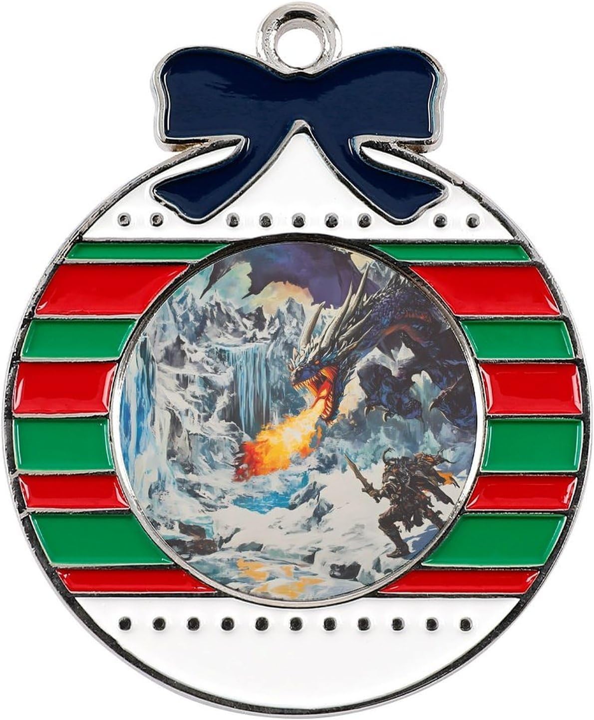 Knight Battle Flame Evil Dragon Christmas Decorations Xmas Tree Wreath Ornaments Home Holiday Decor with Rope Circular