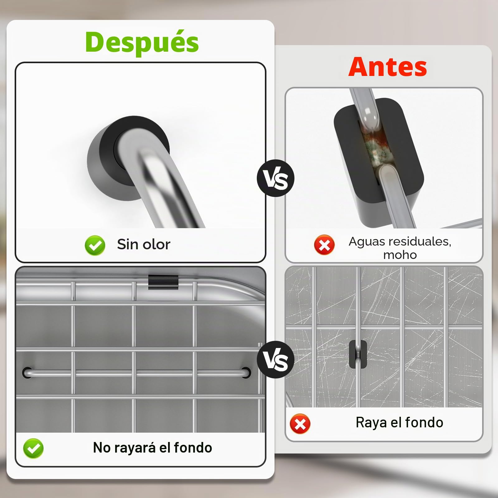Rejilla de fregadero de acero inoxidable y protectores para la parte inferior del fregadero de cocina, 26 x 14 pulgadas con drenaje trasero para fregadero individual, protectores de fregadero para