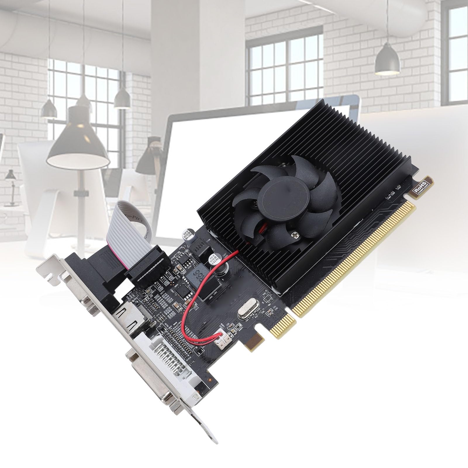 R5 230 Grafikkarte 2GB GDDR3 64-Bit, PC Video Card mit Lüfter, HDMI DVI VGA Ausgang, PCI Express 1.1 x16, Low Profile für Büro HTPC Multimedia