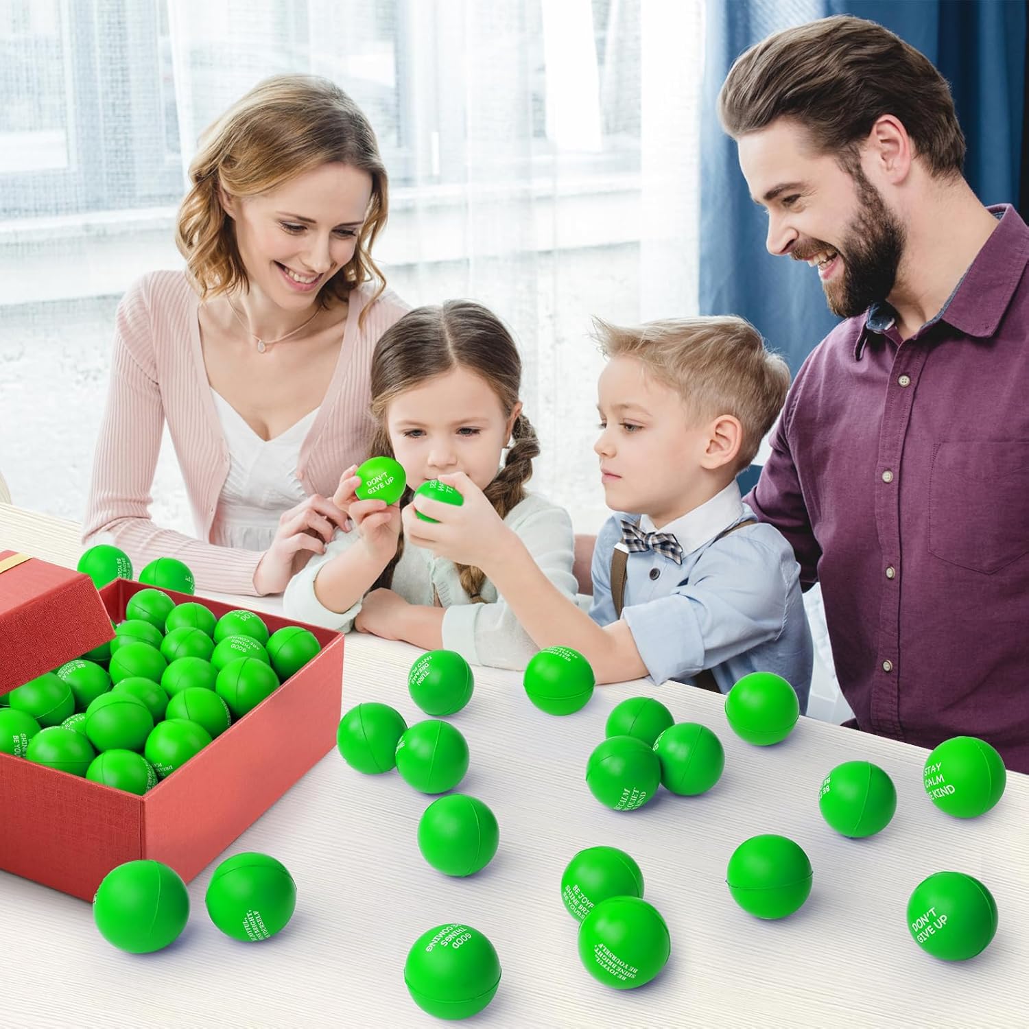 100PCS Stress Balls, Stress Balls for Adults, Soft Sponge Squeeze Toys with Inspirational Quotes, Office Classroom Stress Relief Gifts, Anxiety Relief Fidget Toys, Classroom Prizes Student Gifts