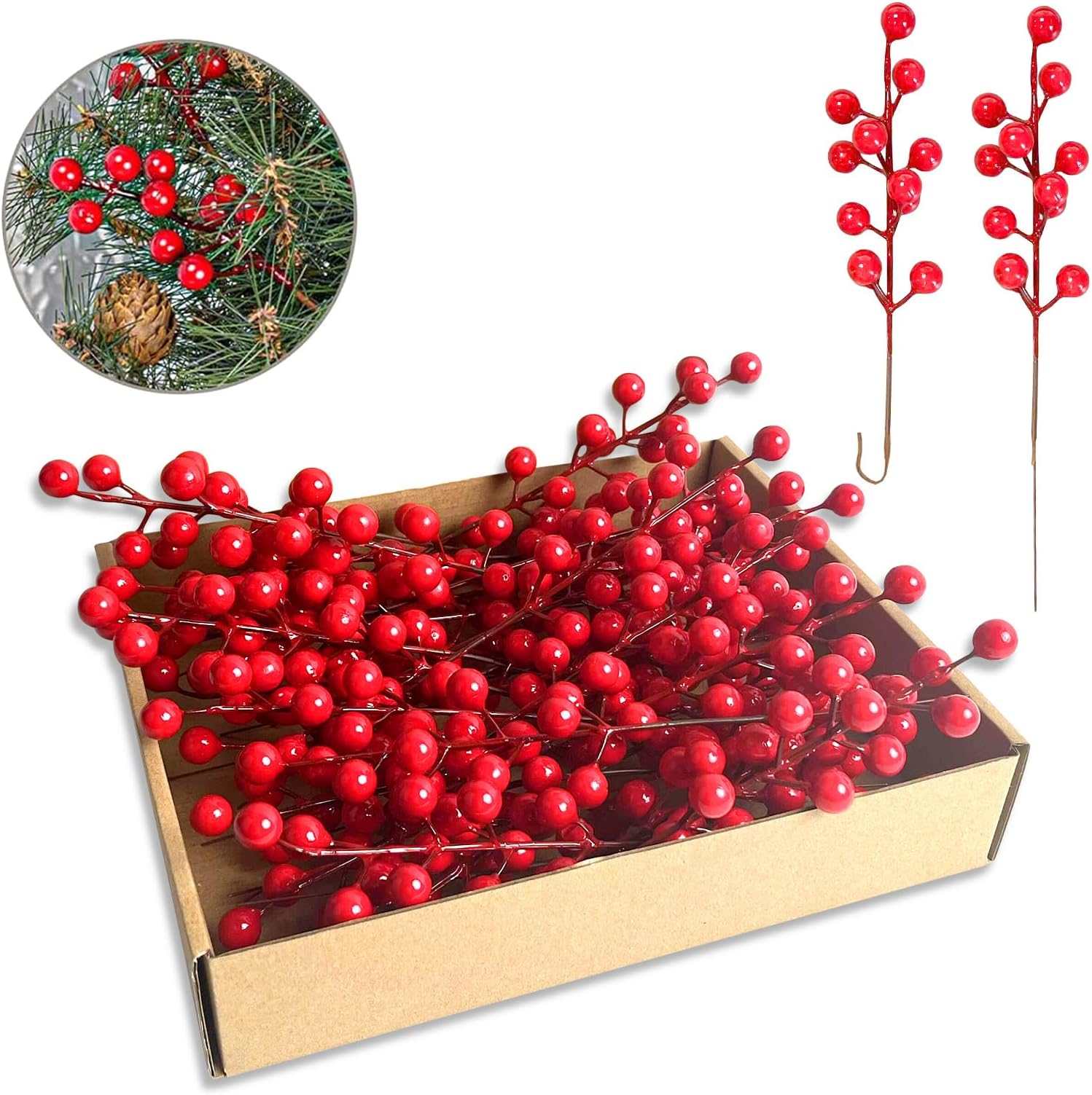 – himmel 35 Pack Christmas Tree Decorations,9 inch Artificial Red Berry Stems,Red Berries Christmas Decor Tree Decorations Crafts Wedding Holiday Season Winter Décor Home Decor