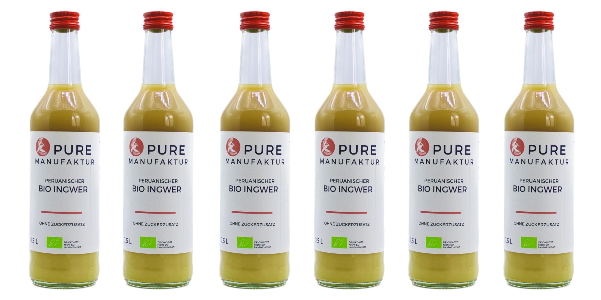 Pure Ginger – Gingembre biologique péruvien de haute qualité sans sucre et additifs artificiels (6x500ml)
