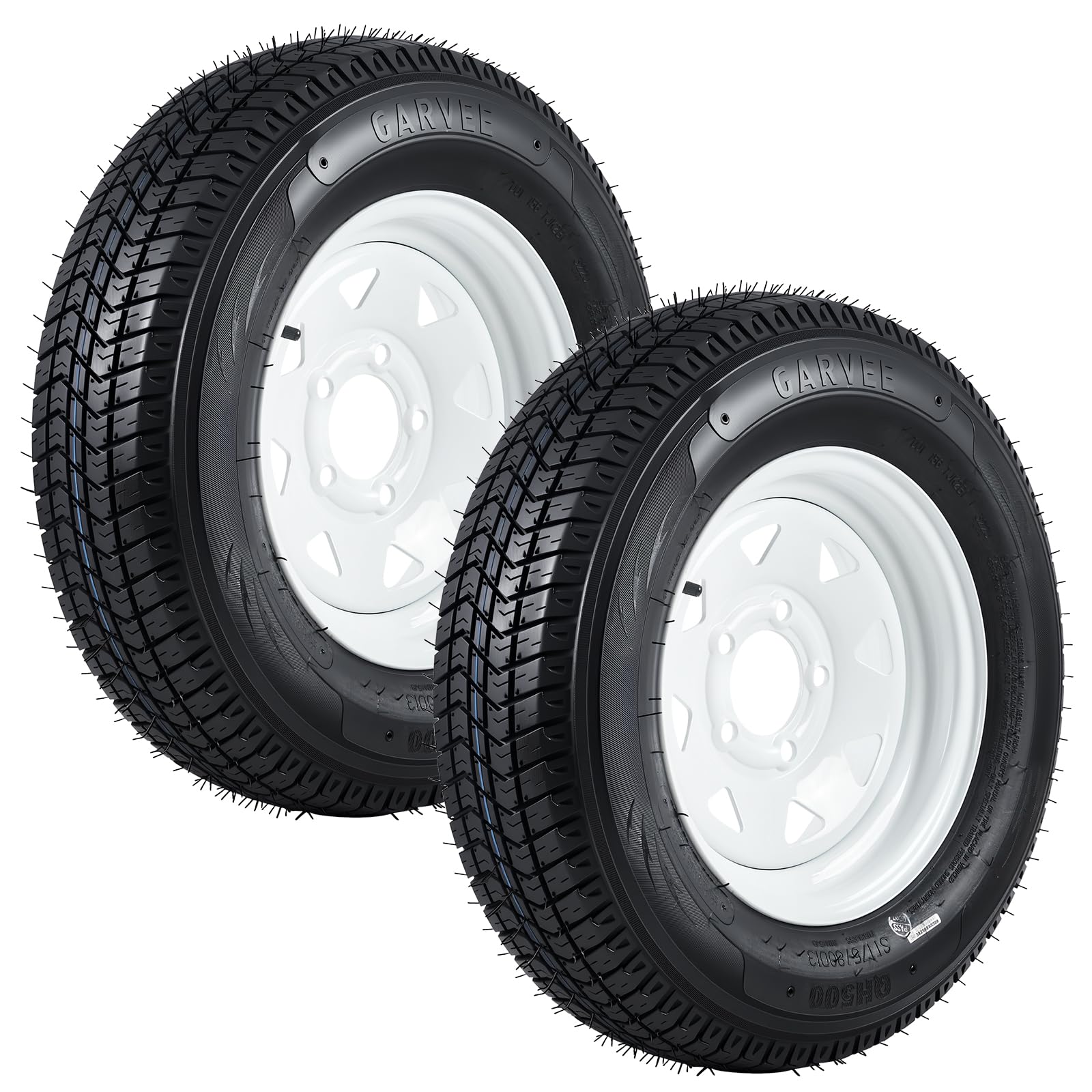GarveeTech ST175/80D13 Trailer Tire and Wheel Assembly, 5 Lug, Set of 2