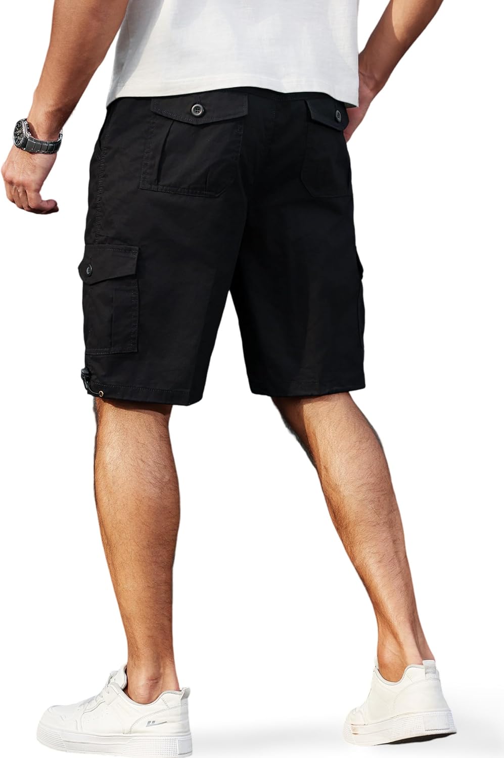 Mens Cargo Shorts with Multi-Pockets | Elastic Waist Cotton Relaxed Fit | 2026 Casual Hiking Fishing Work - Image 3