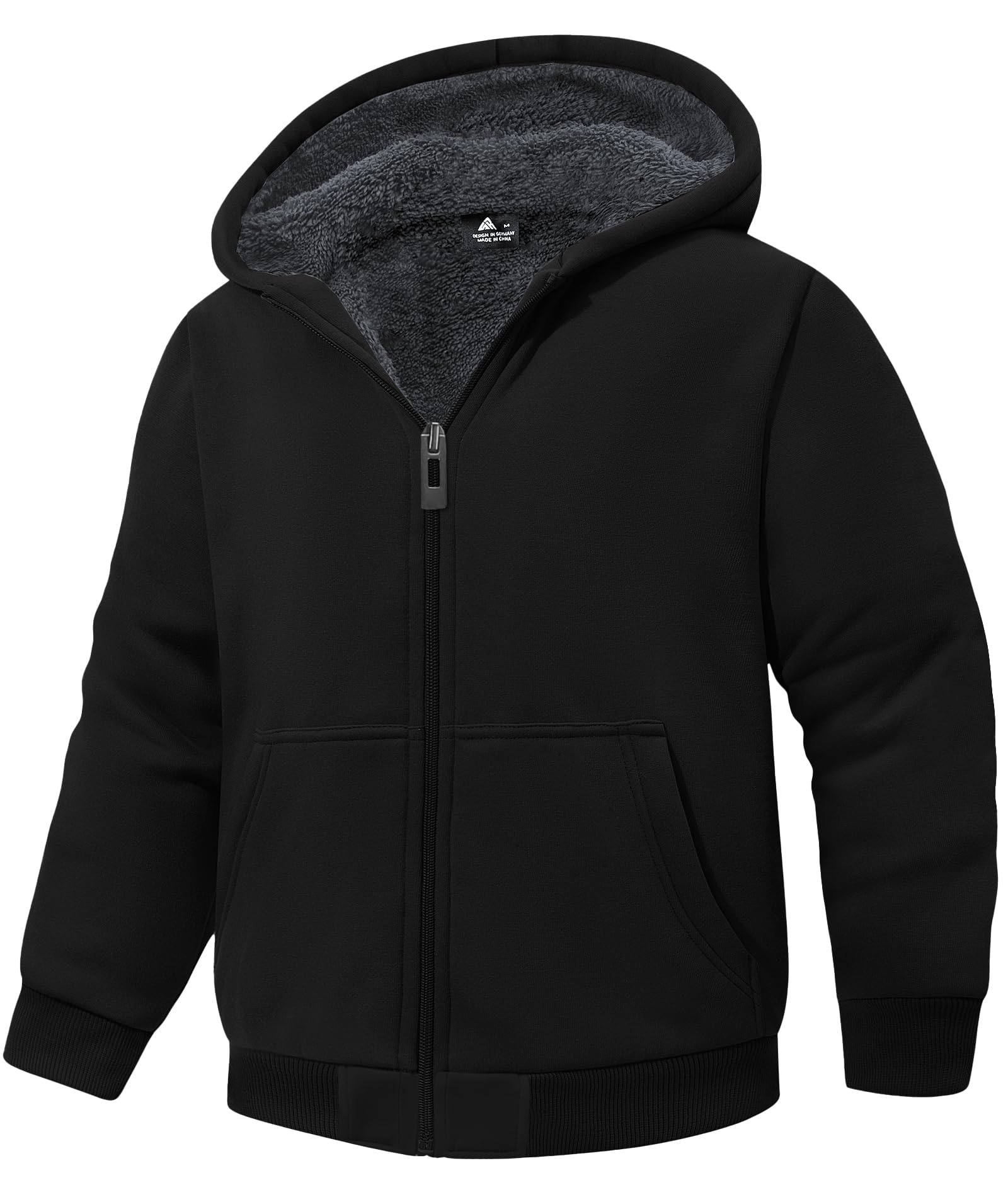 JACKETOWN Boys Zip Up Hoodie Kids Fleece Jacket Unisex Sherpa Lined Hooded Sweatshirts Girls Casual Outerwear 6-15 Years